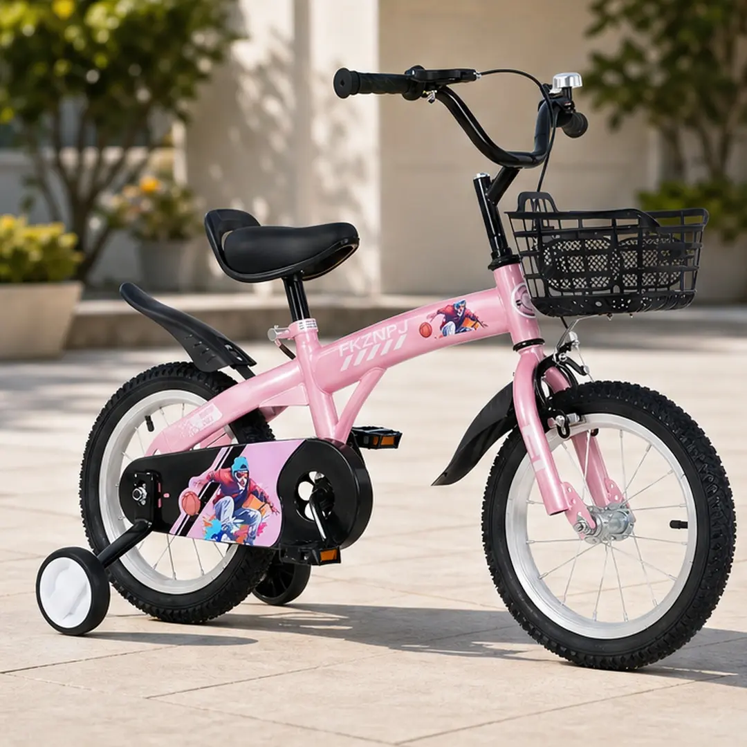 16-Inch Kids' Cycling Bike with Modern Steel and Plastic Frame, Detachable Training Wheels, and Dual Brakes for Ages 4-7, Height Adjust