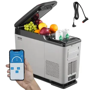VEVOR Car Refrigerator, 12 Volt Car Armrest Refrigerator Fridge, 15 L Single Zone Portable Freezer, -4℉-68℉ Adjustable Range, 12/24V DC and 100-240V AC Compressor Cooler for Outdoor, Camping