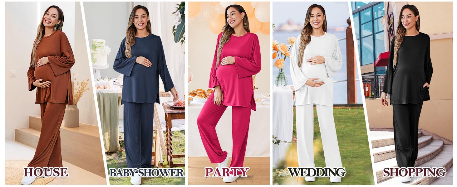 Danedvi Womens Maternity Pajamas Sets 2 Piece Outfits Long Sleeve Tops and Pregnancy Loungewear Mama Clothes with Pockets Plus Size Danedvi Womens Maternity Pajamas Sets 2 Piece Outfits Long Sleeve Tops and Pregnancy Loungewear Mama Clothes with Pockets Plus Size