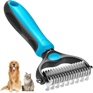 Pet Grooming Brush Dual-Sided Hair Removal and Knot Detangler, Safe for Dogs and Cats, Essential Animal Care Tool for Summer Shedding Season