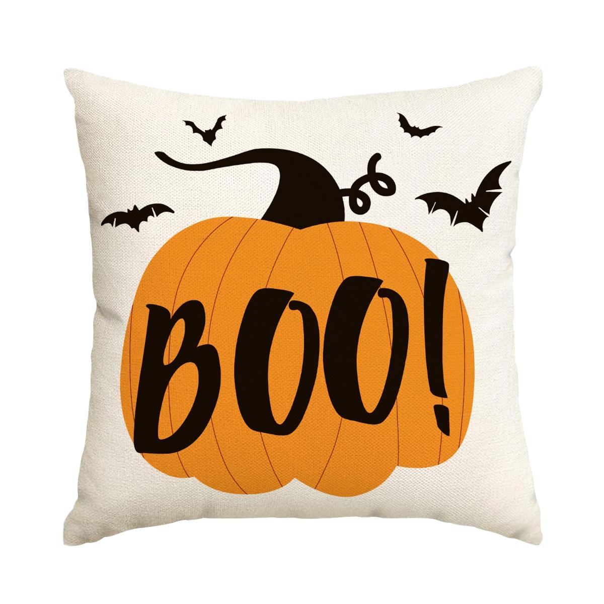 Halloween Themed Pillow Cover, 4 Counts/set Pumpkin & Cat & Skull Pattern Cushion Cover without Filler, Halloween Decoration, Decorative Pillow Cover for Home Sofa Bed