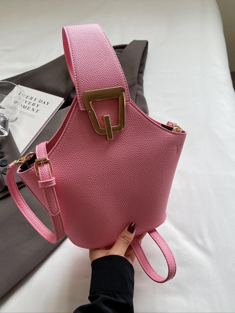 Women's Fashionable Plain Color Handbag (1 Piece), Casual Pu Leather Zipper Handbag with Bag Strap for Daily Used, Trendy Versatile High-quality Daily Commuting Bag, Girl Fashionable Shopping Bag, Casual Handbag Satchel