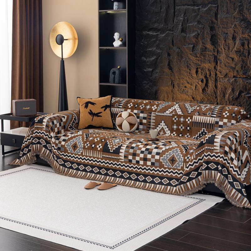 Dreamy Bohemian Style Sofa Throw Blanket, Boho Blanket, Soft and Cozy Decorative Cover for Living Room, Perfect for Home Decoration