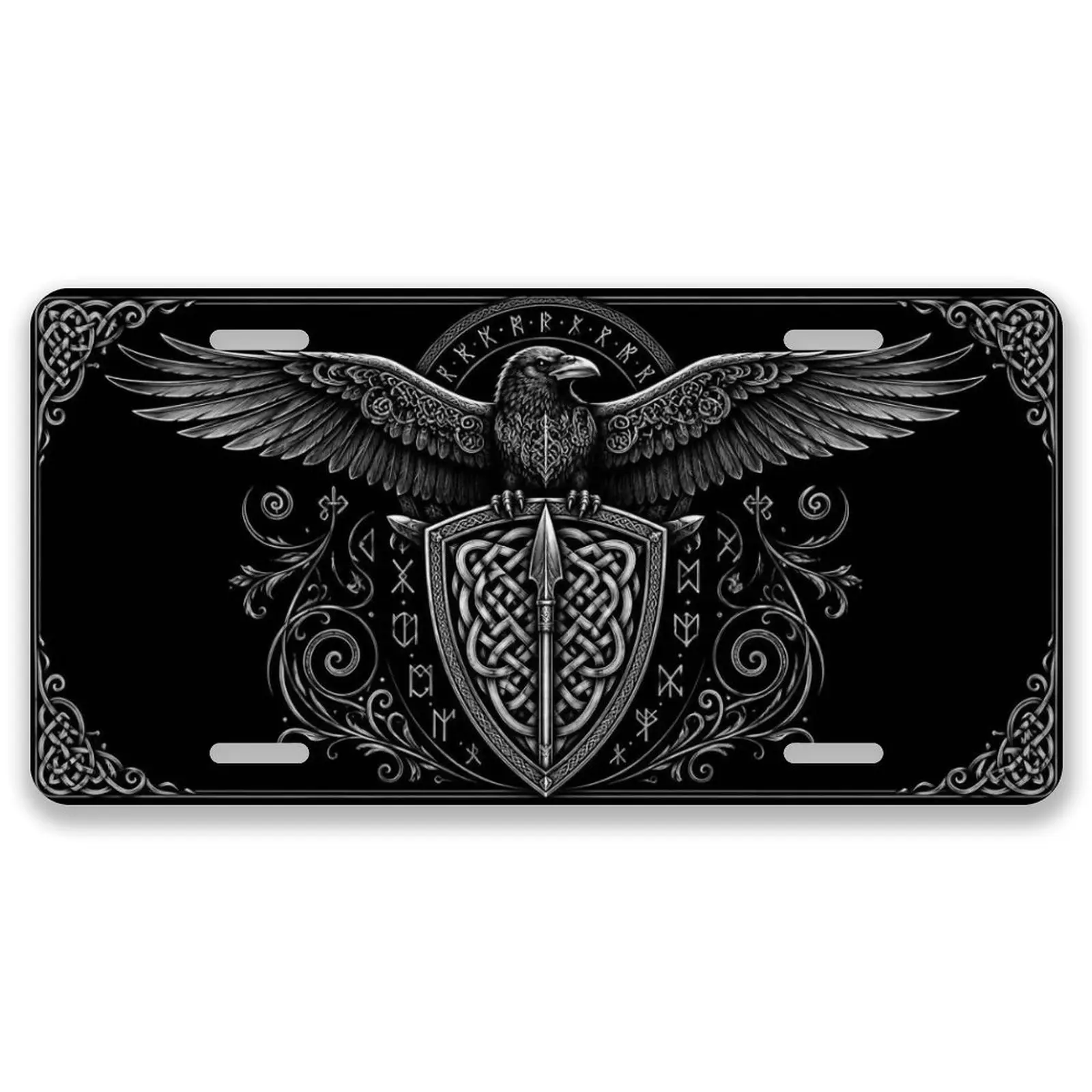 Black Eagle Sword License Plate,Long-term use,Car Decor- 12x6 In Front License Plate, – Made in USA, Car Truck Tag Humor Trucks & Cars, 4 Pre-Drilled Holes,Easy Installation,Perfect Gift Ideas