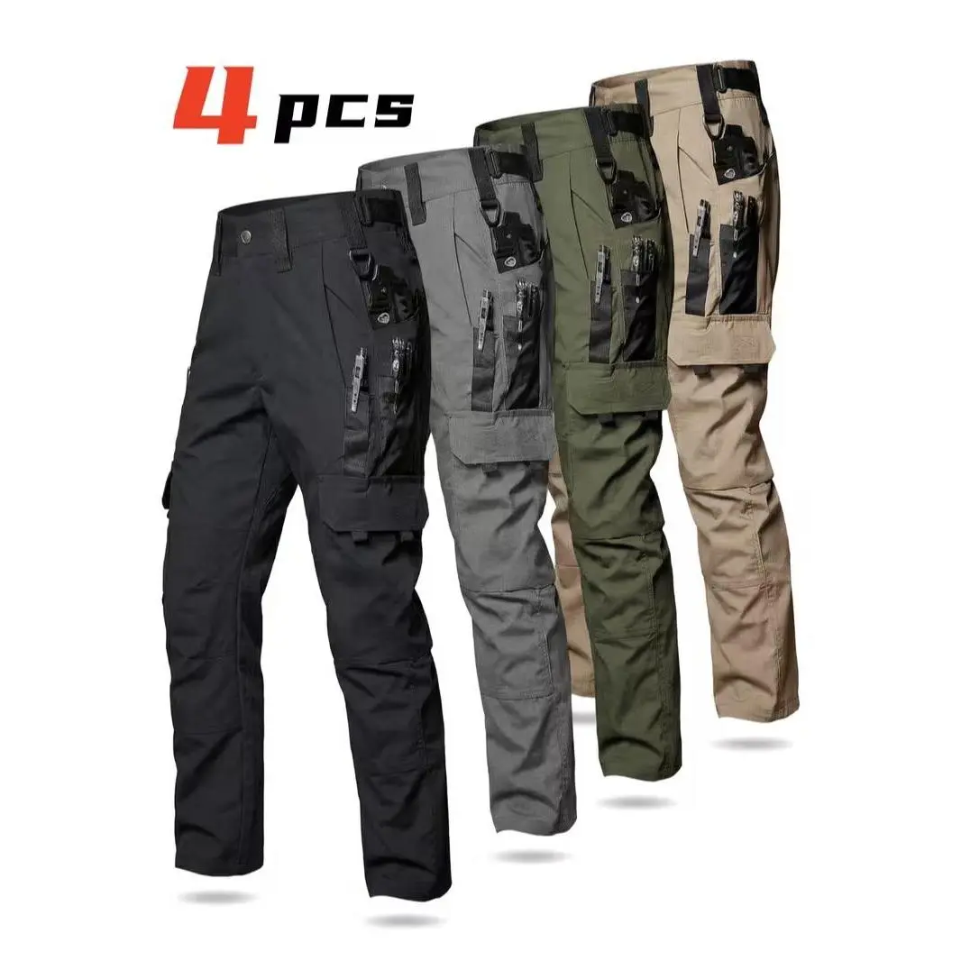 HOMUG Men's 4-Pack Tactical Cargo Pants are crafted from a brand-new 230g/m² fabric, featuring multiple pockets and zipper closures. Available in a variety of colors, these pants are ideal for spring and summer wear.