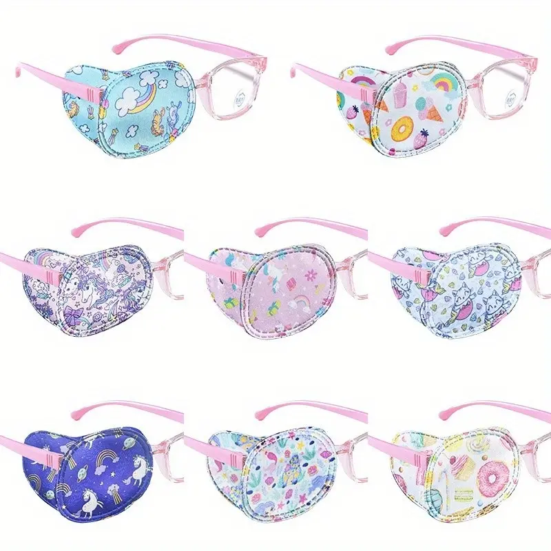 8pcs Unisex Vision Therapy Eye Patches, Full Coverage Light Blocking, Floral & Star Patterns, Soft Comfortable Fabric, Lightweight Material