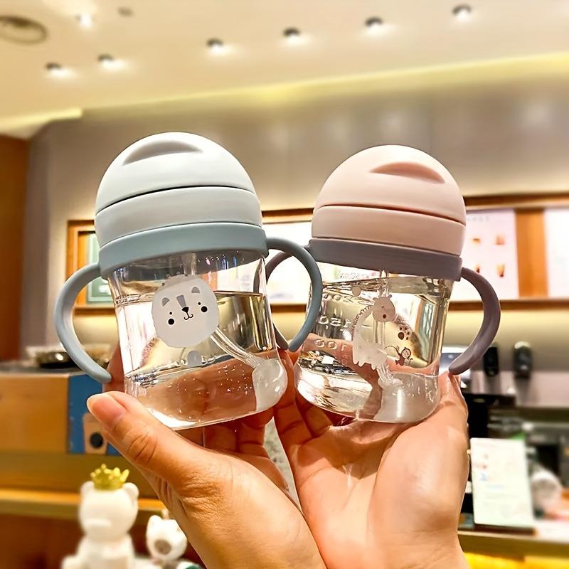 Cute cartoon water bottle with tube, Magic Baby Bottle, graduated sippy cup, 250ml（8.45oz）