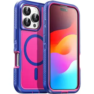 Compatible with iPhone 16, 15 Pro Max, 15 Plus, Matte Magnetic Shockproof Hard Armor Protective Phone Case HNZ0192