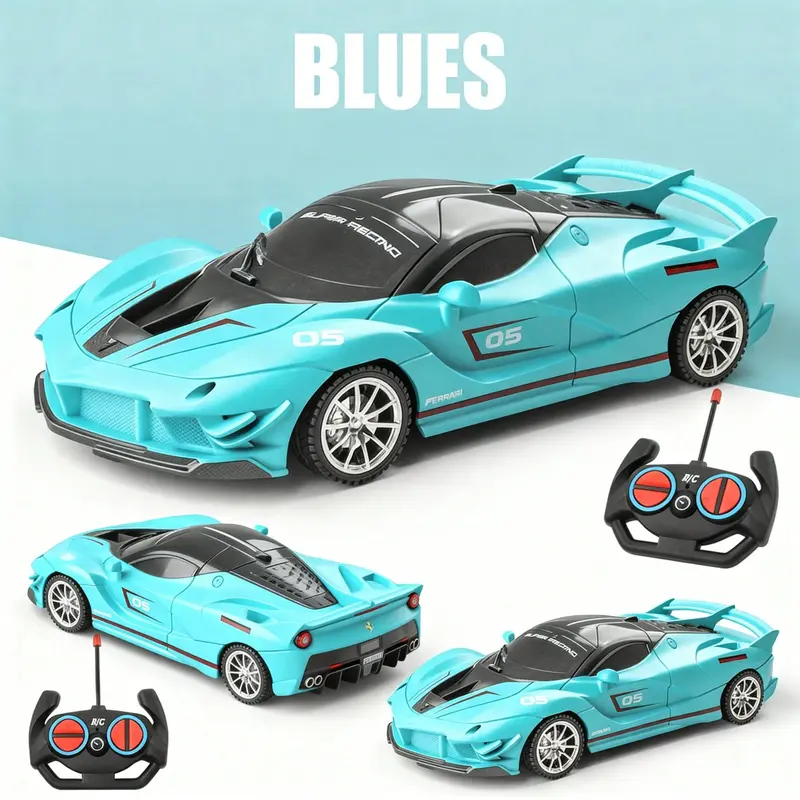 Eye-catching Macaron Blue Remote Control Supercar, Precision-engineered Racing Toy, Smooth Handling Gift for Young Car Enthusiasts Gesture Sensing Stunt rc drone electric mini drift camera Toy Forklift with Spray sport Transforming Car for Boys flying