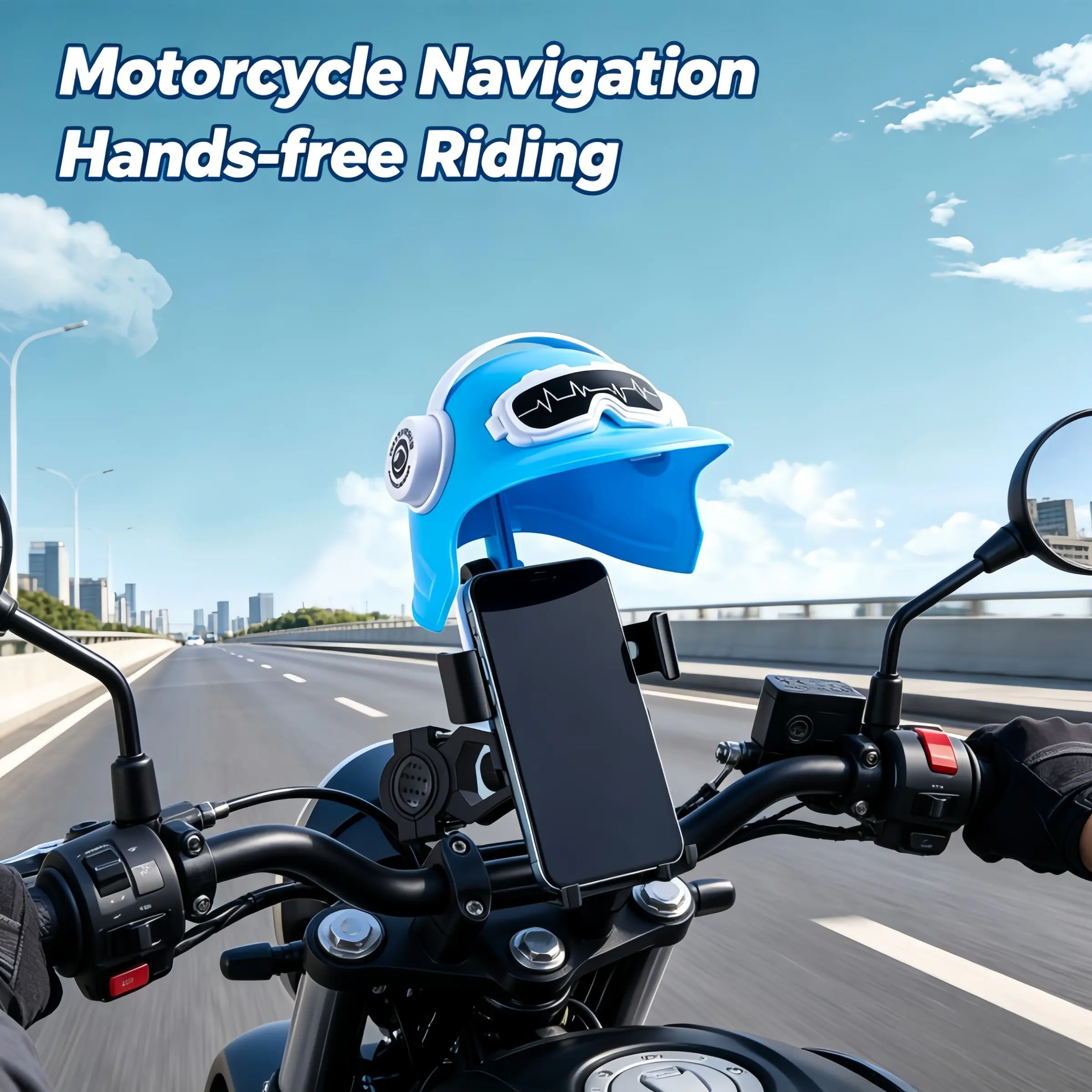 Universal Motorcycle Helmet Phone Mount, Shockproof Bike Phone Holder, One-Button Lock, Adjustable, Sunshade Included
