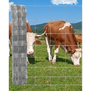 Heavy Duty 15 Gauge Galvanized Livestock Fence - 4Ft x 328Ft Woven Wire - Durable Metal Field Fencing - Secure Cattle, Sheep, Goats & Hogs for Farm, Pasture, Yard