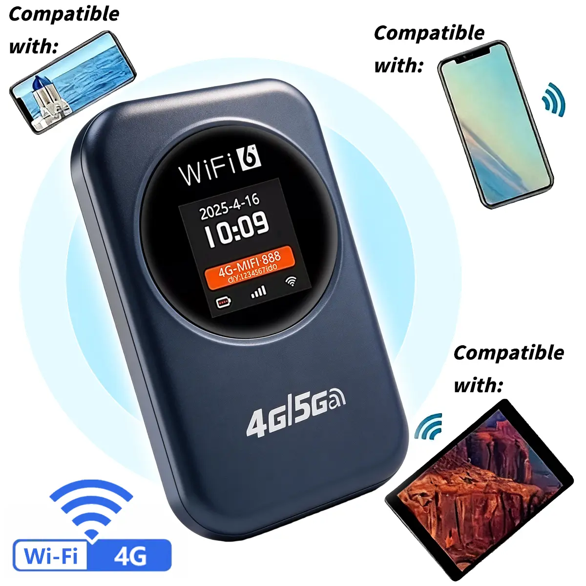4G LTE Portable Smart WiFi Wireless Hotspot Mobile Router, Pocket WiFi Internet Device 300Mbps,  3000mAh Battery, Multi-Device Connectivity for Travel, Business, Commuting, Students Abroad and Global Use
