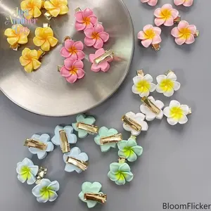 30PCS Vibrant Plumeria Flower Hair Clips, Cute Mini Floral Side Bang Barrettes, Multi-Color Small Hair Pins for Kids Girls Women, Sweet Summer Beach Decorative Hair Accessories for Daily Casual Hairstyling