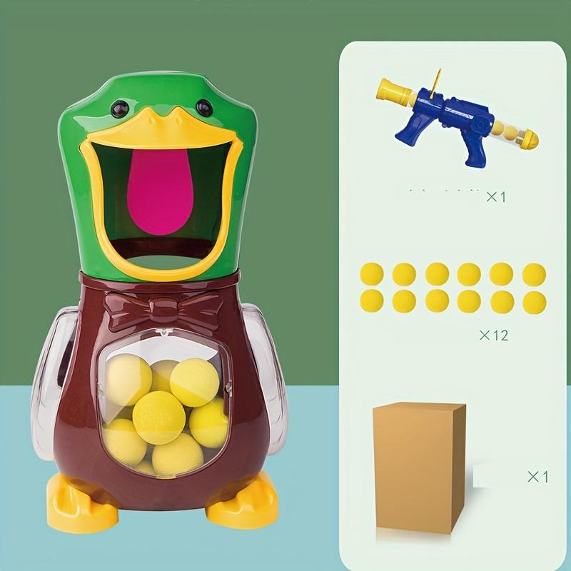 Hungry Duck Feeding Game Set (includes 12 sponge balls and air gun) -- Indoor and outdoor shooting toy, enhances parent-child interaction, party game, develops hand-eye coordination and motor skills, suitable for outdoor play (ideal gift)