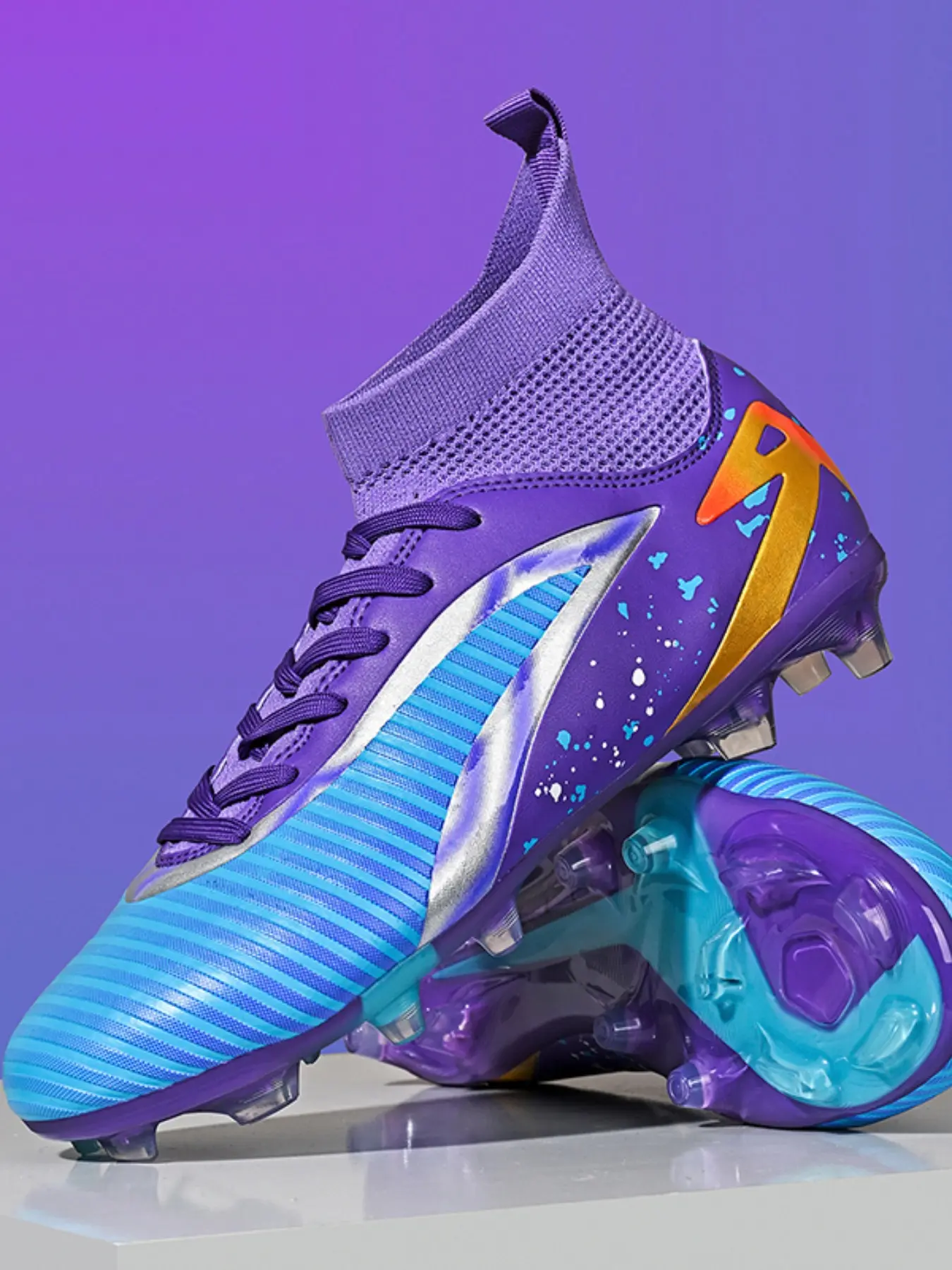 Men's Professional Soccer Shoes, Anti-Slip Ag Studs, Breathable High-Top Football Cleats, Durable Comfort for Training and Matches