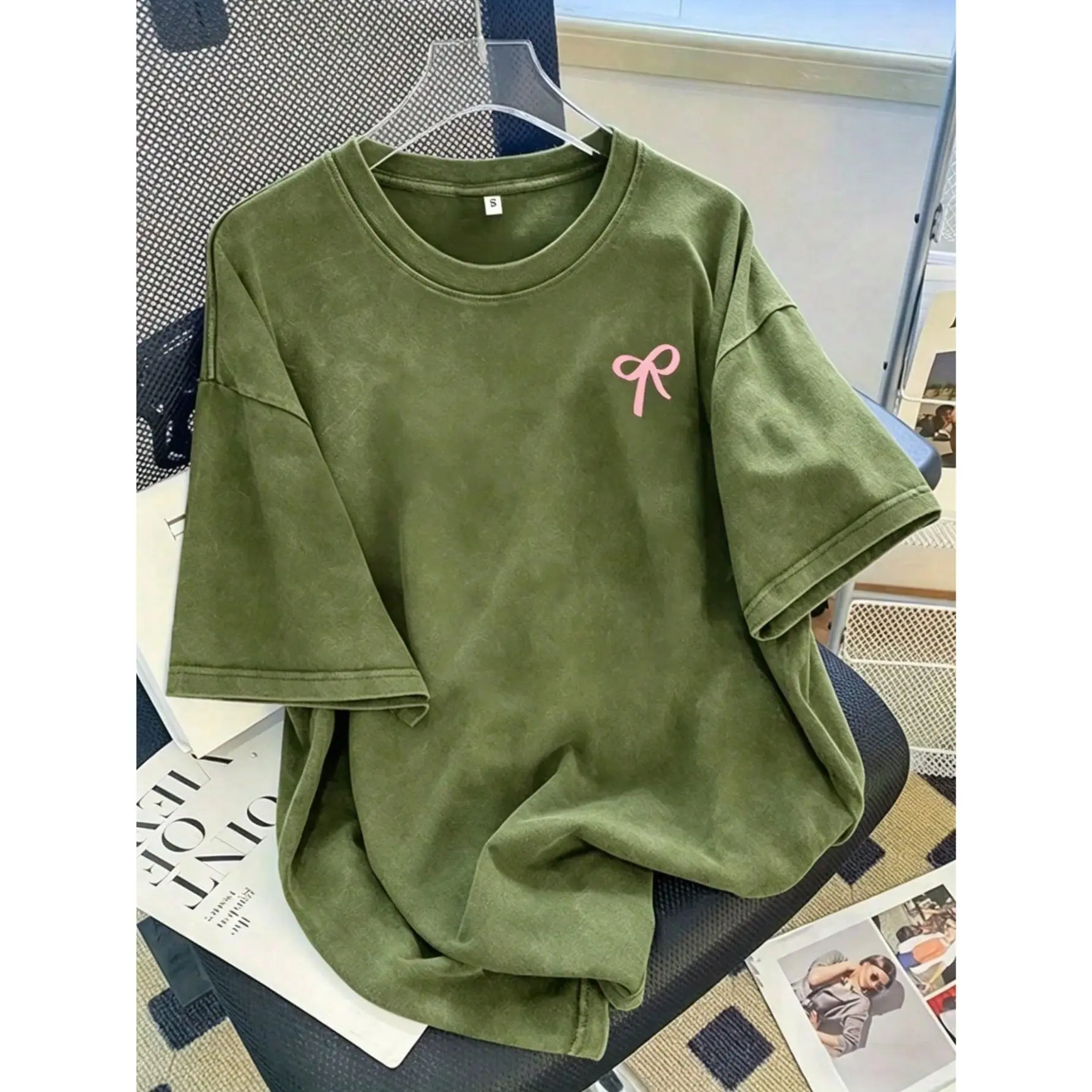 Men's 230G 100% Cotton Vintage Washed All Over Graphic Tees - Heavyweight Oversized Loose Round Neck Short Sleeve Casual Streetwear Top, Machine Washable