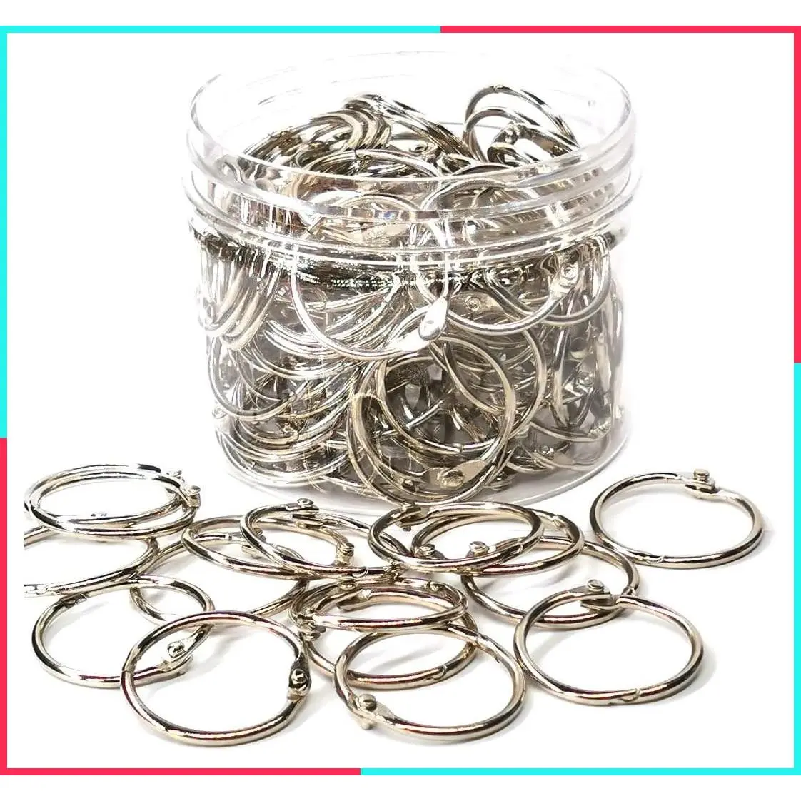 120 Pcs 1 Inch Metal Binder Rings - Rust-Resistant Paper Rings, Key Rings for Office, School & Crafts with Storage Container, Value Set