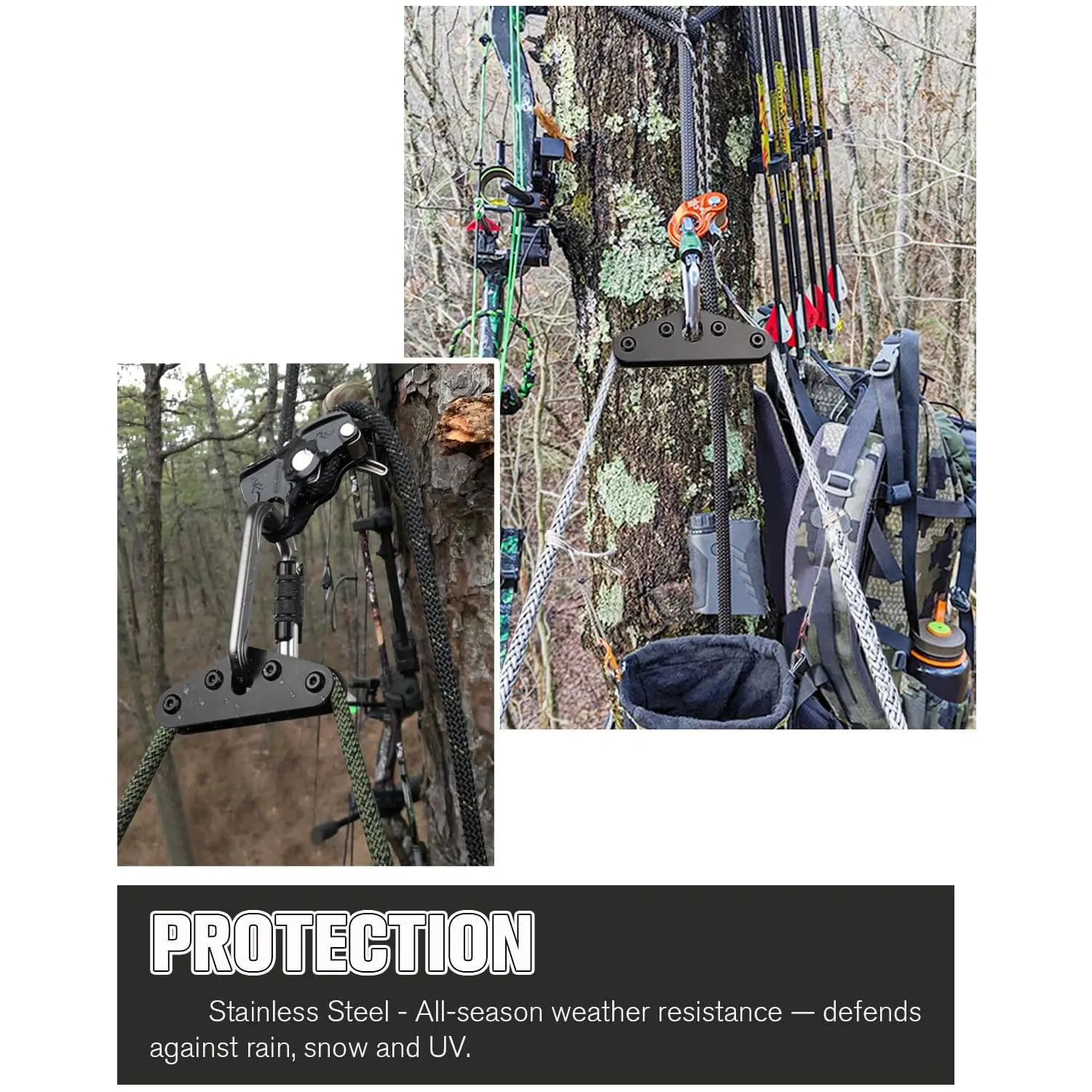 Hunting Saddle Hip Compression Relief Device, Saddle Hunting Kit, Tree Saddle Accessories, Stainless Steel Hip Protector, Carabiner