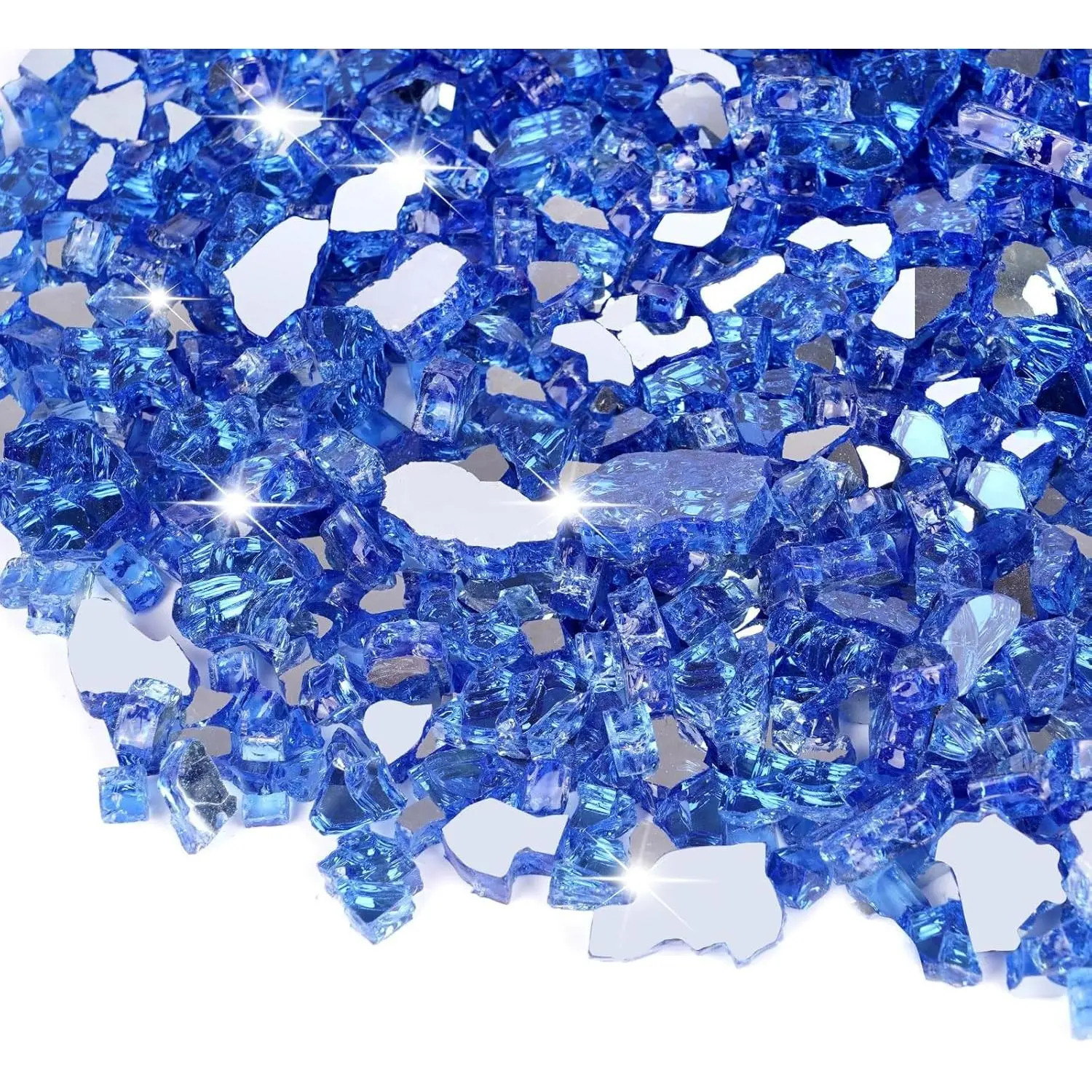 10 lbs Cobalt Blue Fire Glass for Propane Fire Pit, 1/2 Inch Reflective Fireplace Glass Rocks for Fire Pit Table/Gas Fireplace/Outdoors and Indoors