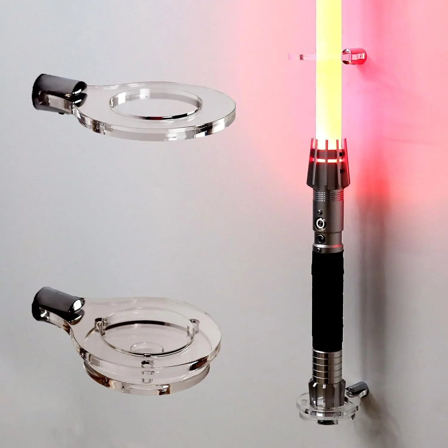 Wall Mounted Transparent Acrylic Lightsaber Stand - 1 Hole Vertical Display Stand for Lightsabers up to 53mm DiameterGift