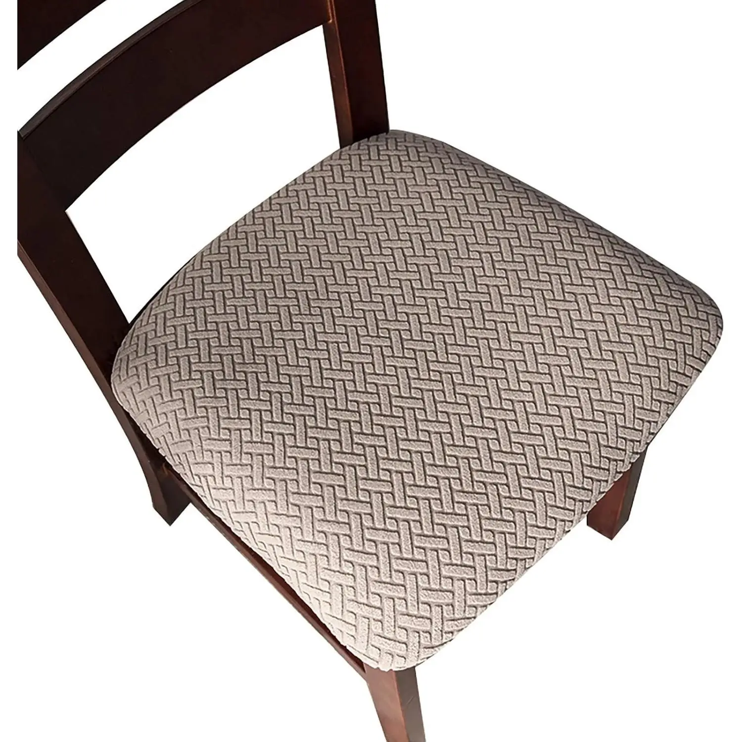 Dining Room Chair Seat Slipcovers - Slipcover Fit Kitchen Chair Covers, Taupe, 4 Pcs, Set Size