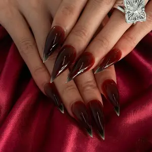 Spring Summer New 10-Piece Press-On Nails, Trendy Sharp Tips, 3D Dragon Claw Cat Paw Design, Reusable, Non-Damaging, Handmade Women's Falsenails