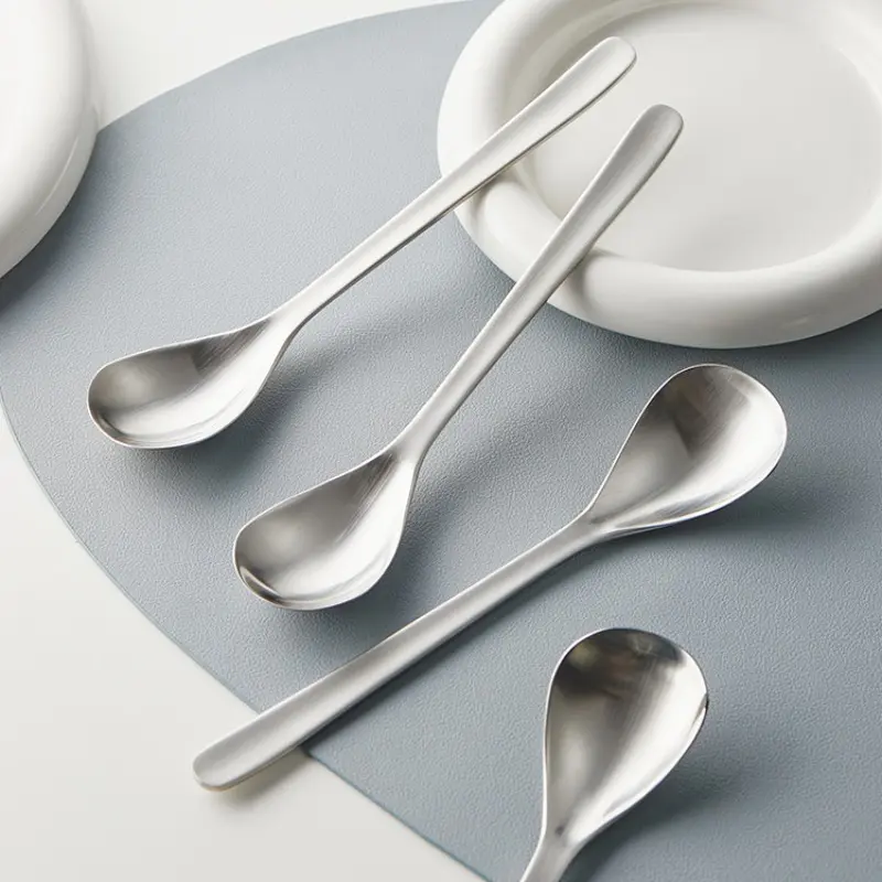 20pcs Silver Color Stainless Steel Coffee Spoon Set, Durable Rust-Resistant Easy Clean, Ideal for Cafes Restaurants Home Use