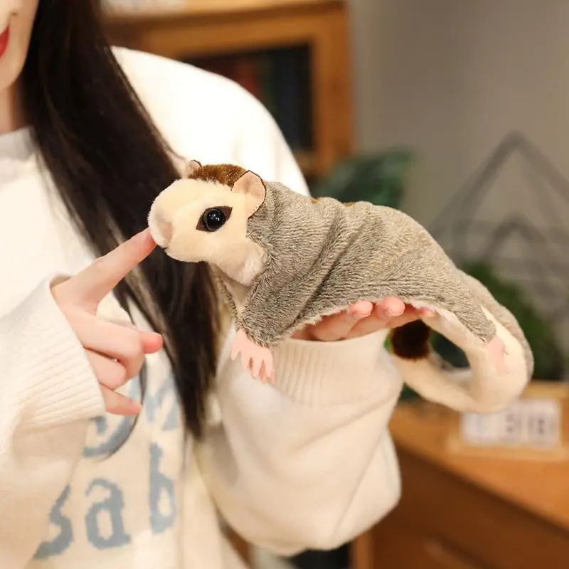 Super Cool Flyling Sugar Glider Plush Toy Cozy Soft Flying Squirrel Hand Puppet Cute Pet Toy Funny Gift for Kids