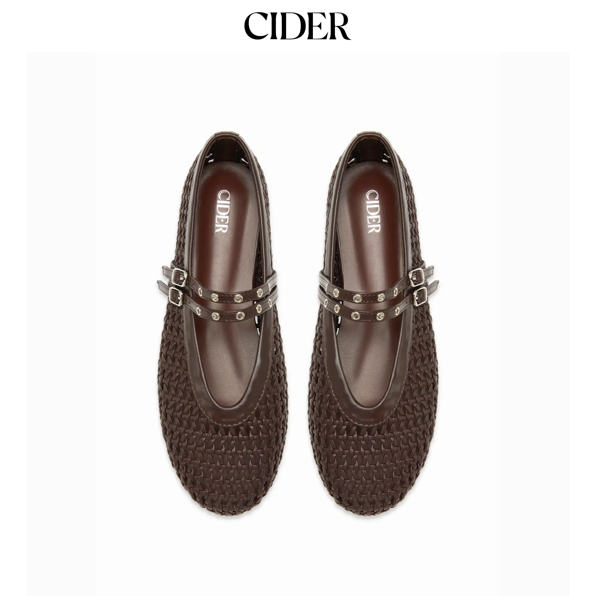 Cider WOVEN DOUBLE STRAP FLATS SohoChic