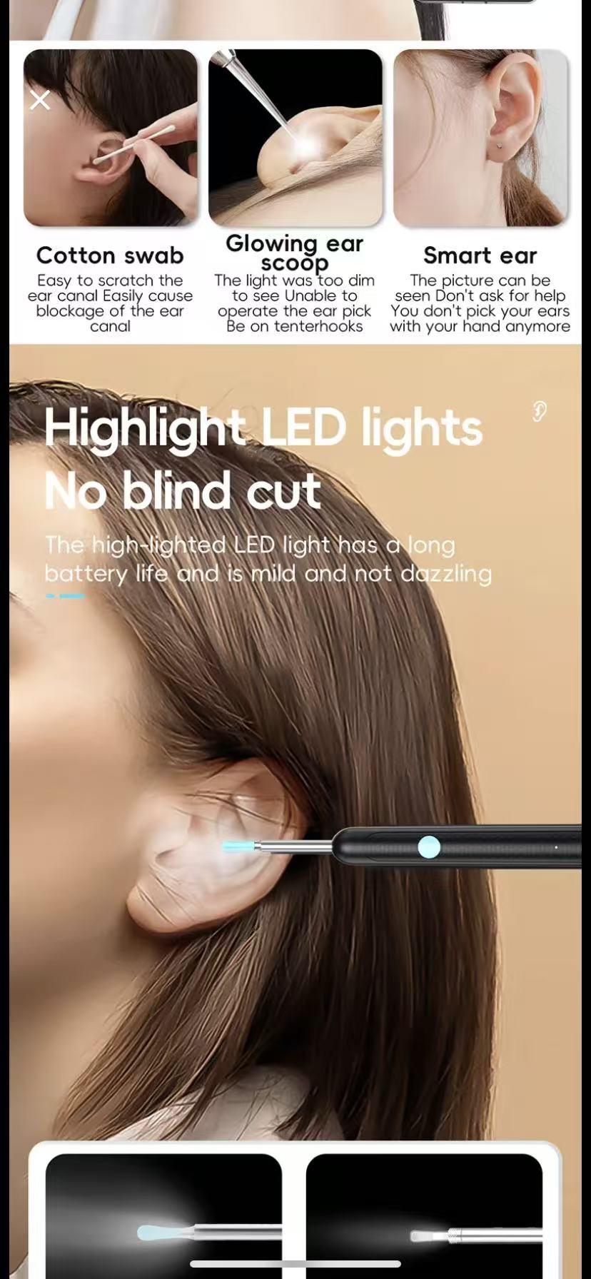 Ear Wax Removal Tool, Otoscope with 1920P HD Camera, with 7pcs Set of Metal Ear Spoons, with 6 LED Lights for iPhone iPad Android Smart Phone, Perfect Gift for Men and Women - Ideal Mother's Day Gift for Mom & Family earwax cleaner soft silicone tip kit