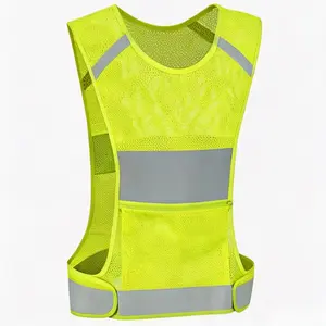 High Visibility Reflective Running Vest with Phone Pocket, Breathable Adjustable Safety Gear for Night Running Biking Walking Dog Walking Men Women