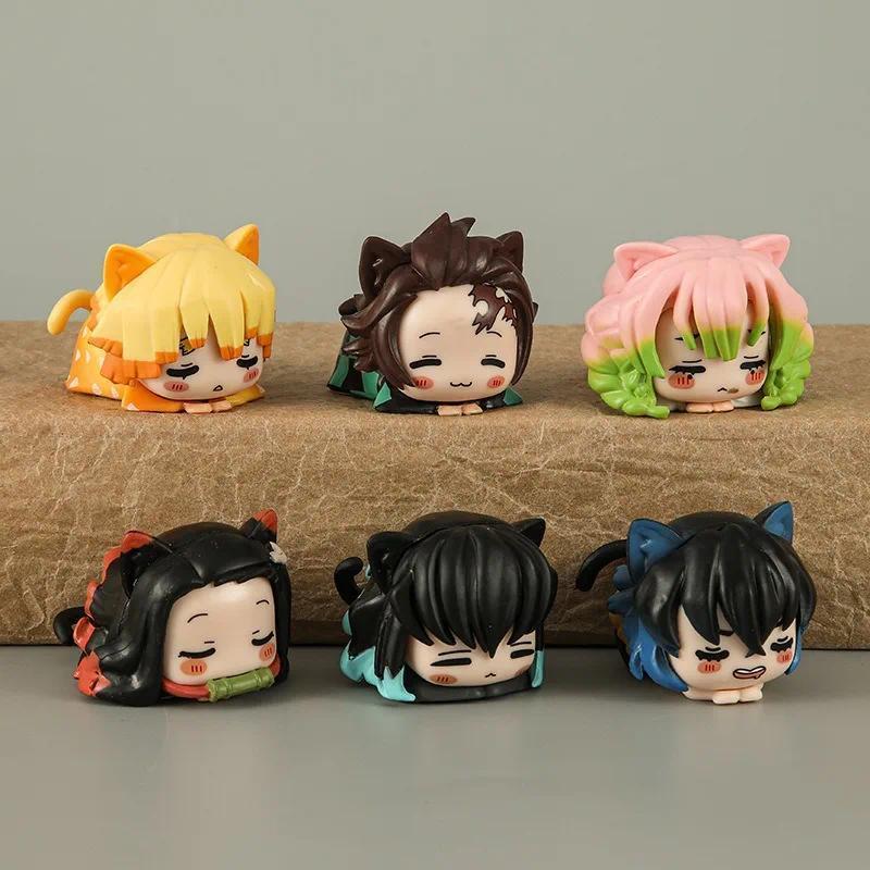 Demon Slayer: Cat Ears Figure Pose Model Table Decoration Cute Q Version Furniture Decoration Collectible Gift