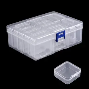 14 Pieces Mini Plastic Storage Containers Box with Lid,Clear Rectangle Box Collecting Small Items, Beads, Game Pieces, Crafts Accessories(2.13 x 2.13 x 0.79 Inch)