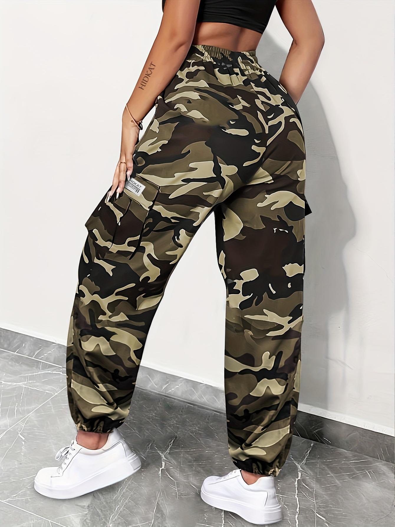 Trendy Camo Jogger-Style Cargo Pants for Women, Comfortable Loose Fit with Drawstring Waist, Durable All-Season Design Ideal for Everyday & Outdoor Wear