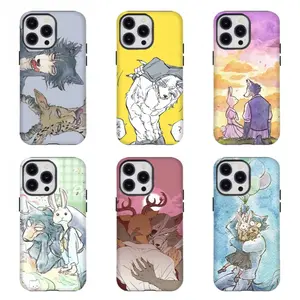 A_Beastars Anime Watercolor Phone Case Legosi & Haru Wolf Rabbit Manga Art Shockproof Phone Cove Compatible for iPhone 17 16 15 14 13 12 11 and for Samsung S21-S25 Cute Gift for Anime Fans