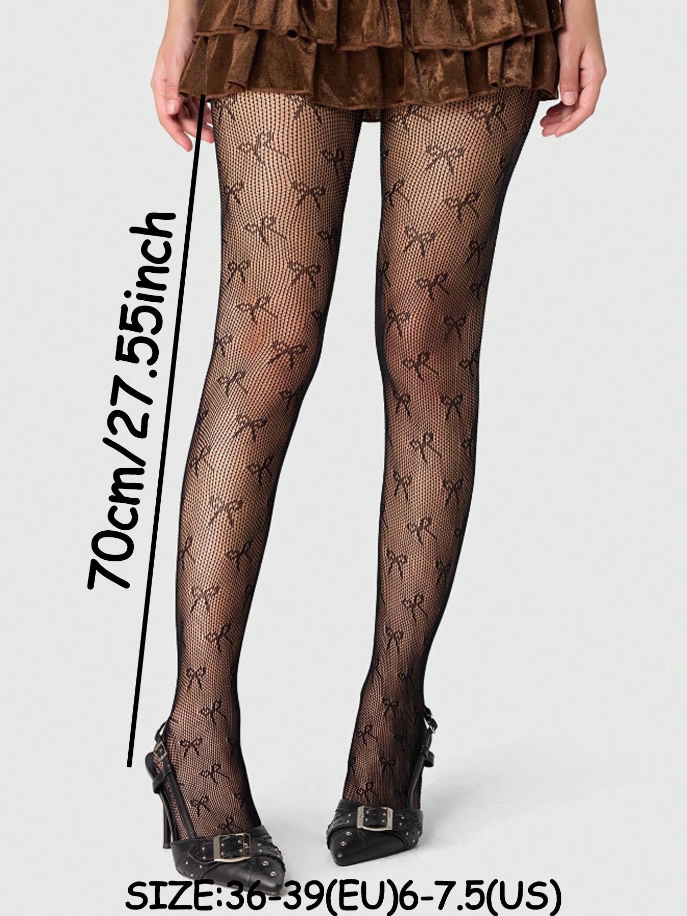 Women's 1 Pair Bow Print Fishnet Tights, Breathable Comfortable High Stretch Nylon Pantyhose for Daily Wear, Ladies Summer Clothes Fit
