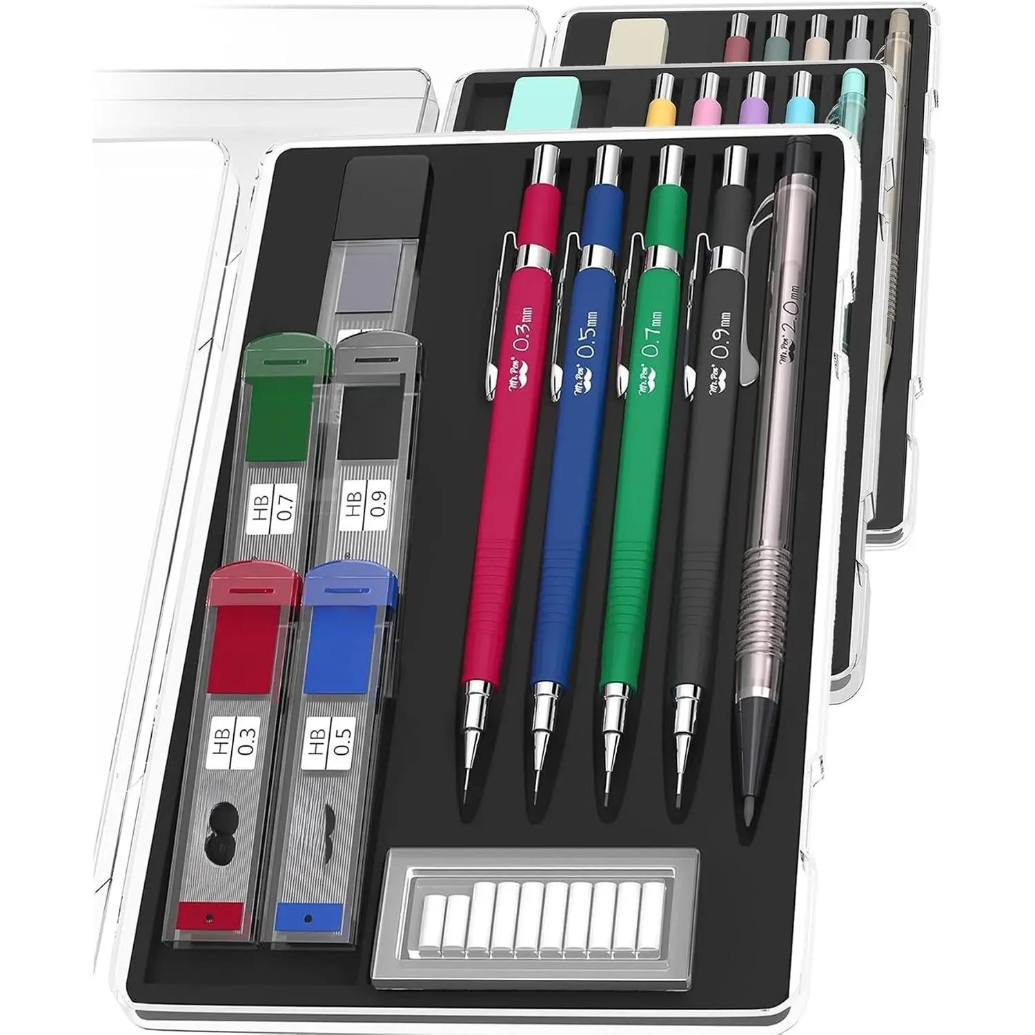 - Art Mechanical cil Set, 5 Mechanical cils (0.3, 0.5, 0.7 | 0.9, 2.0mm), 5 HB Lead Refills & 10 Eraser Refills, Precision Drawing cils for Sketching, Writing & Technical Artwork
