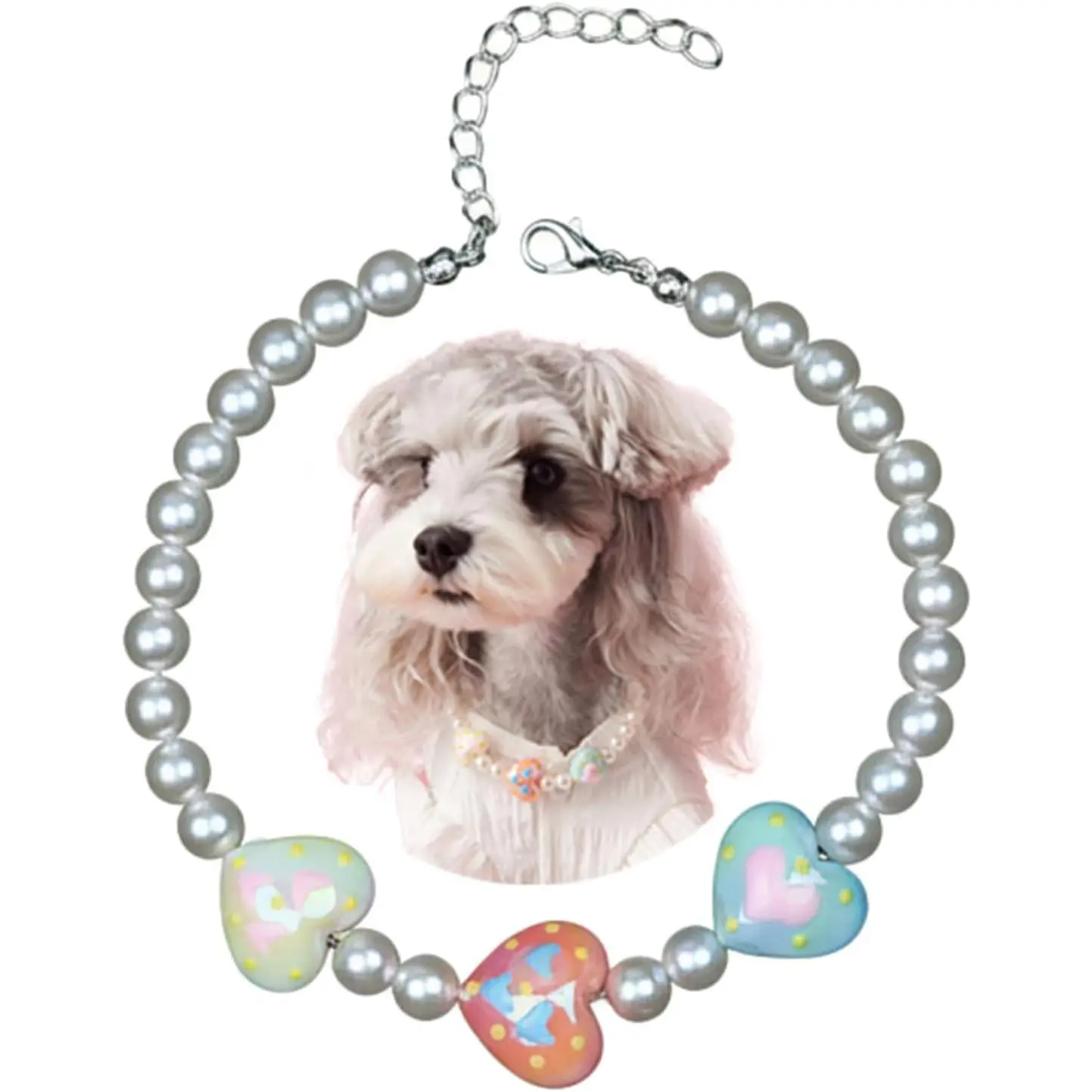 Medium    Necklace, Adjustable   Chokers with Heart Bead, Colorful Fashion Accessories for Puppy, Kitten, Wedding, Birthday, Photoshoot, Elegant  for Yorkie Bulldog M