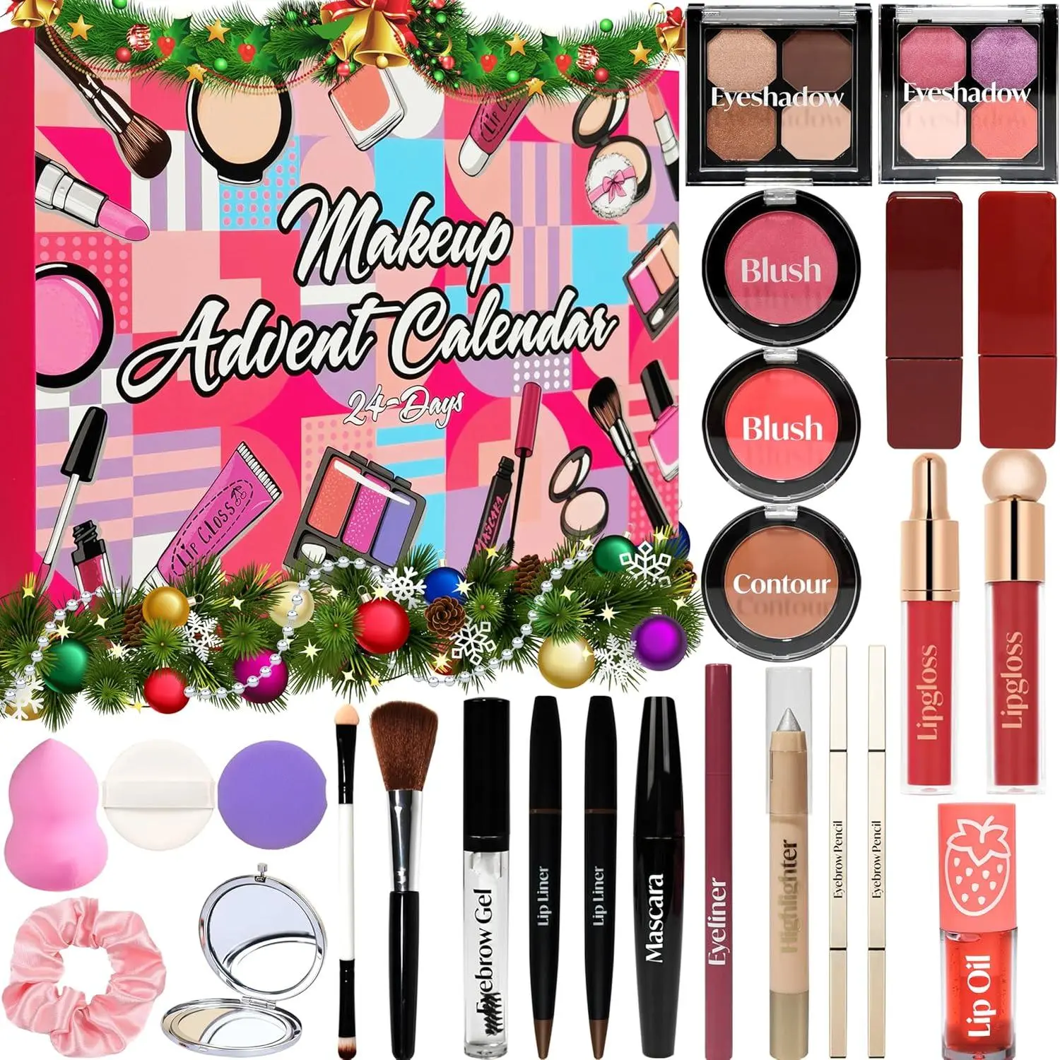 Makeup Advent Calendar 2025 Teen Girls Women Beauty Make Up Advent Calendar, 24 Days 2025 Christmas Countdown Full Makeup Kits Beauty Skincare Sets Gifts For Teen Girls women
