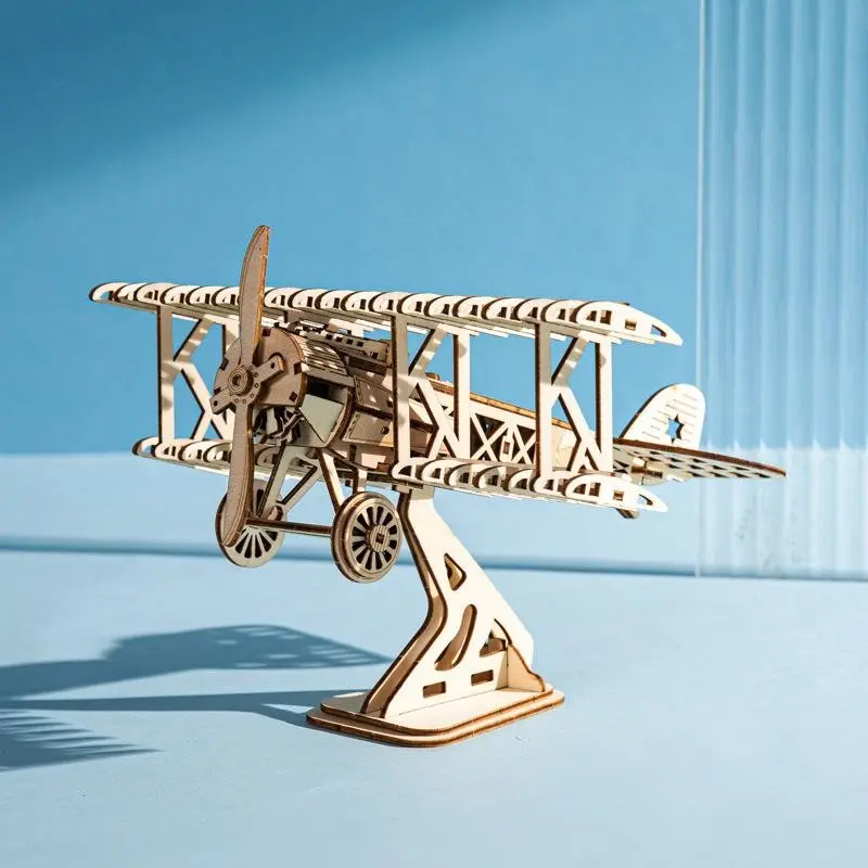 3D Wooden Puzzle Airplane Model, Creative DIY Building Blocks Gift, Educational Toy, Fun and Engaging Brain Teaser, Interlocking Puzzle