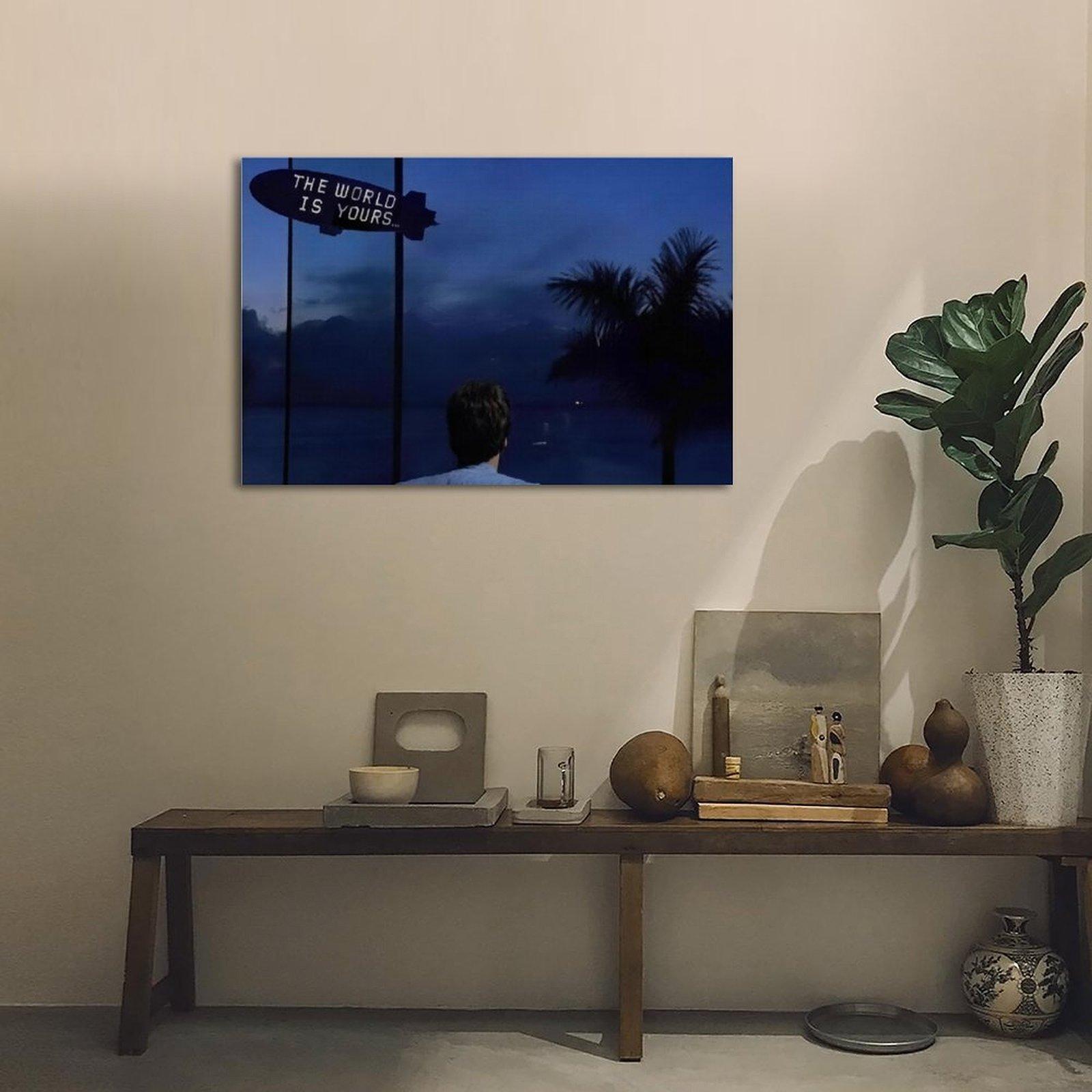 SCARFACE TONY MONTANA The World Is Your Artistic Wall Decor, Waterproof Canvas Poster, Cute And Vibrant Poster for Bathroom, Living Room, Bedroom, Dorm, A Perfect Gift Idea for New Year Home Decor