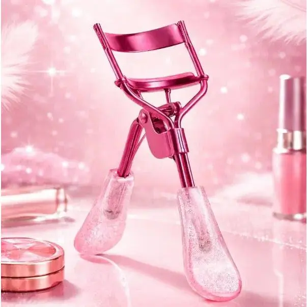 Unisex Pink Metal Eyelash Curler with Precision Silicone Pad for a Long-Lasting Lift - Compact Cosmetics Tool for Holiday Beauty Kits, Gifts, Metal Frame, Smooth Long-Lasting Curl Lifted Lash Tool