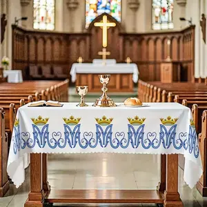 2D Flat Party Tablecloth, Communion Theme Fall Tablecloth, Reusable Polyester, Religious Rectangular Tablecloth, Wedding, Birthday, Event Decor