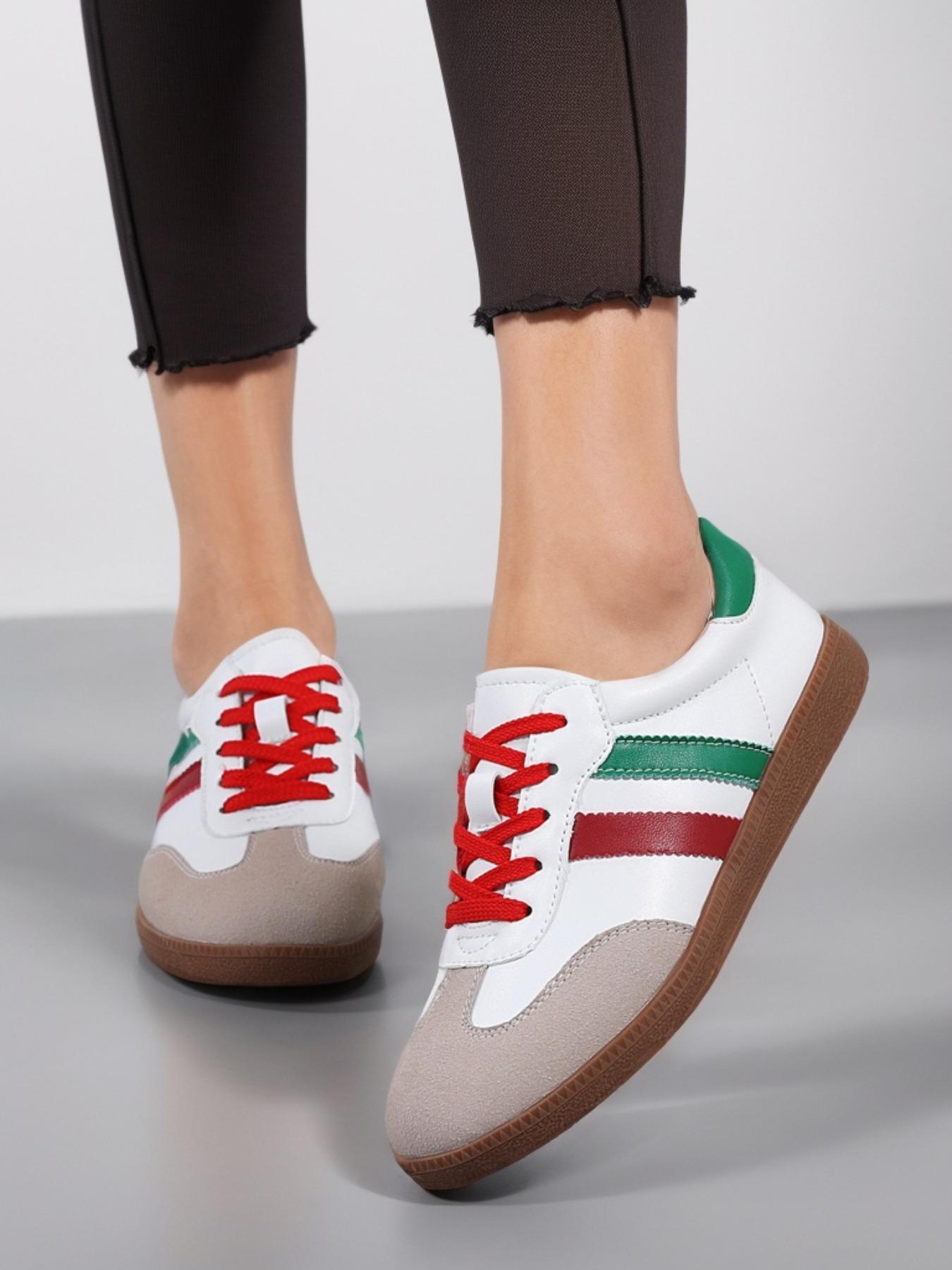 Women's Fashionable Patchwork Lace Up Low Top Sneakers, Casual Comfortable Breathable Sports Running Shoes, Athletic Shoes, All-match Round Toe Shoes for Daily Wear