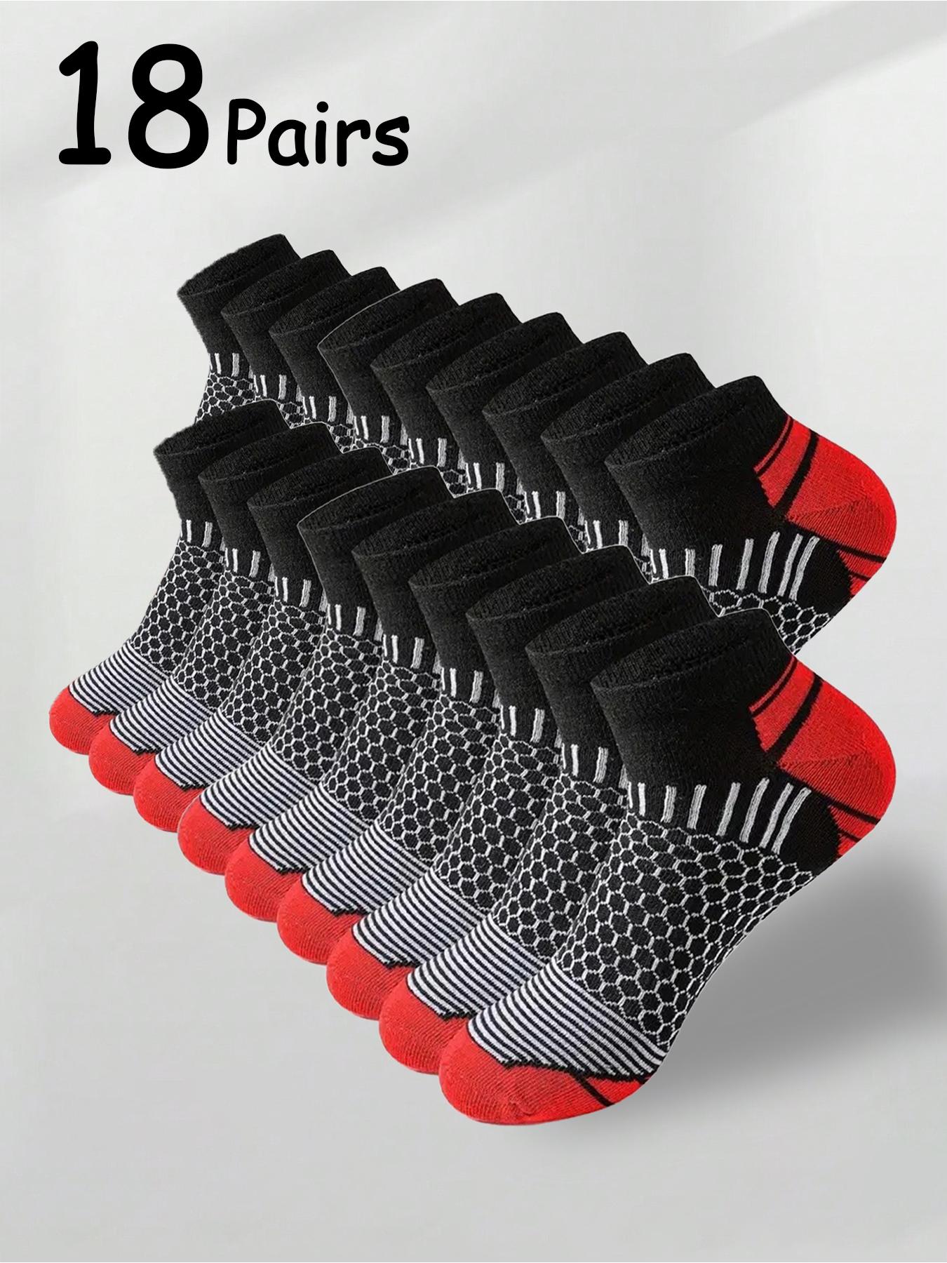 Men's Patchwork Honeycomb Print Ankle Socks, Sports Athletic Socks, Breathable Comfortable Socks for Daily Wear, Athletic Running Socks for Men