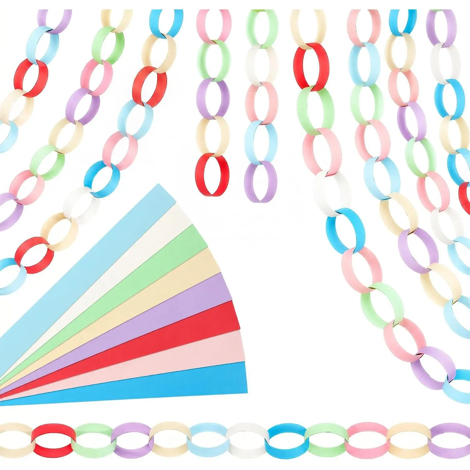 400 count Paper Chain Garland Kit, DIY Colorful Paper Chain Strips for Party Decorations, for Christmas Classroom Wedding Birthday  Decor