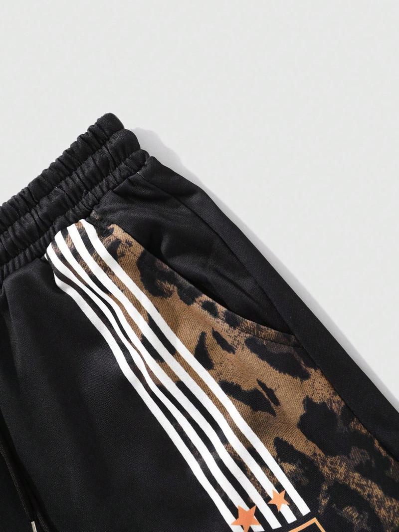 Men's  Letter Print Side Stripe Sweatpants, Athleisure Pants, Casual Street Comfy Pants for Spring & Fall, Men's Trousers for Daily Wear