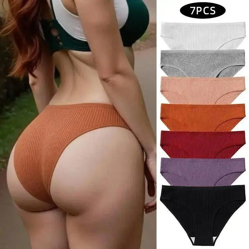 Women's 7-Pack Soft Cotton High-Waisted Panties - Full Coverage Lingerie, Ribbed Flat-Fit Stretchy Everyday Basic Underwear