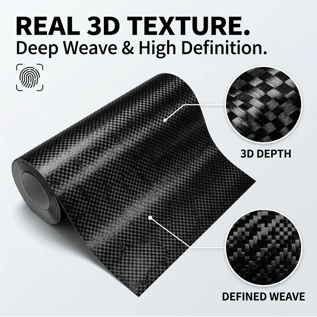 Car Body Wrap Film, Honeycomb Carbon Fiber Texture, Glossy Matte, Self-Adhesive Scratch-Resistant Protection for Cars and Motorcycles