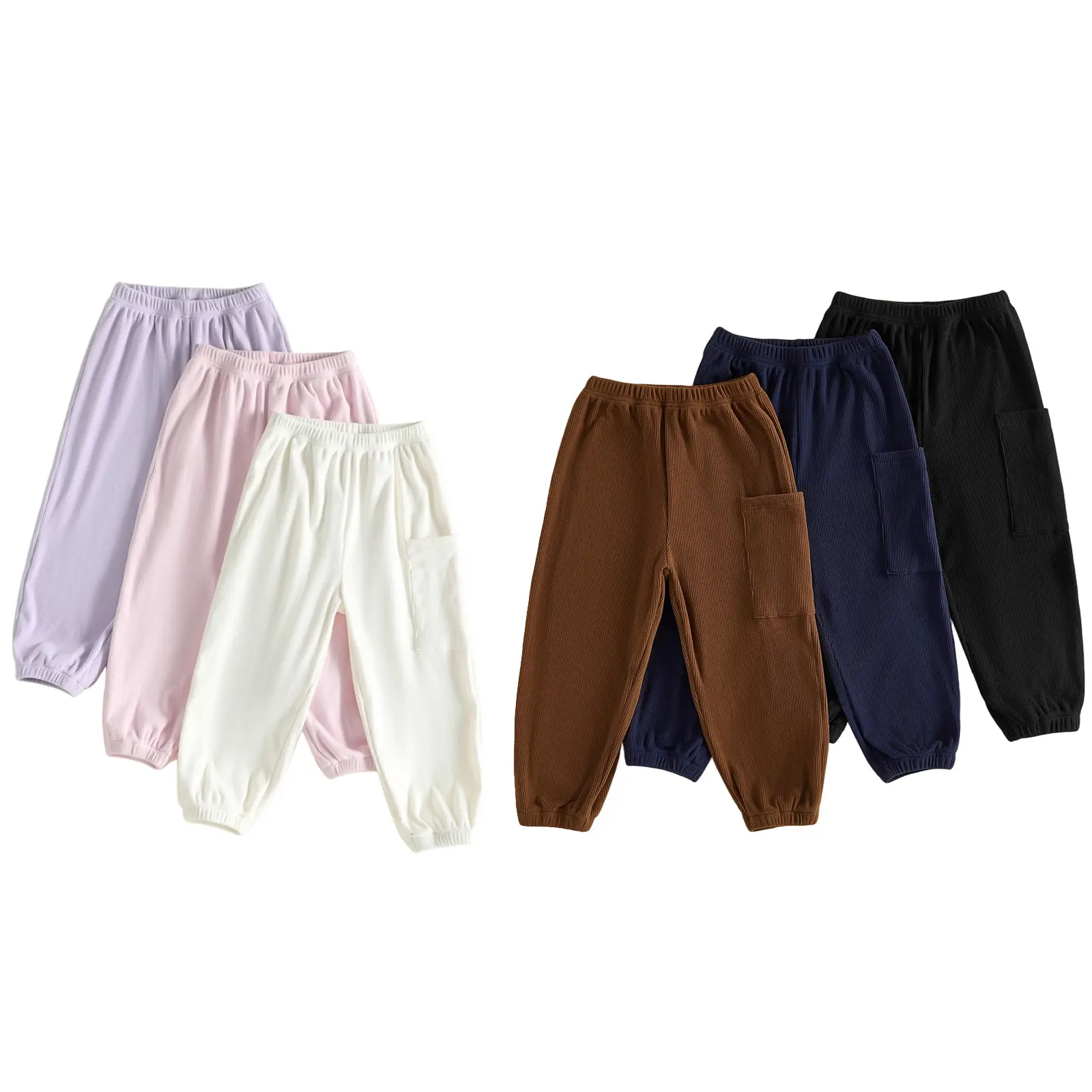 3 Pack Toddler Baby Little Kids Boy Girl Joggers Trousers Solid Color Elastic Band Sweatpants Pants Fall Winter 0-4 Years